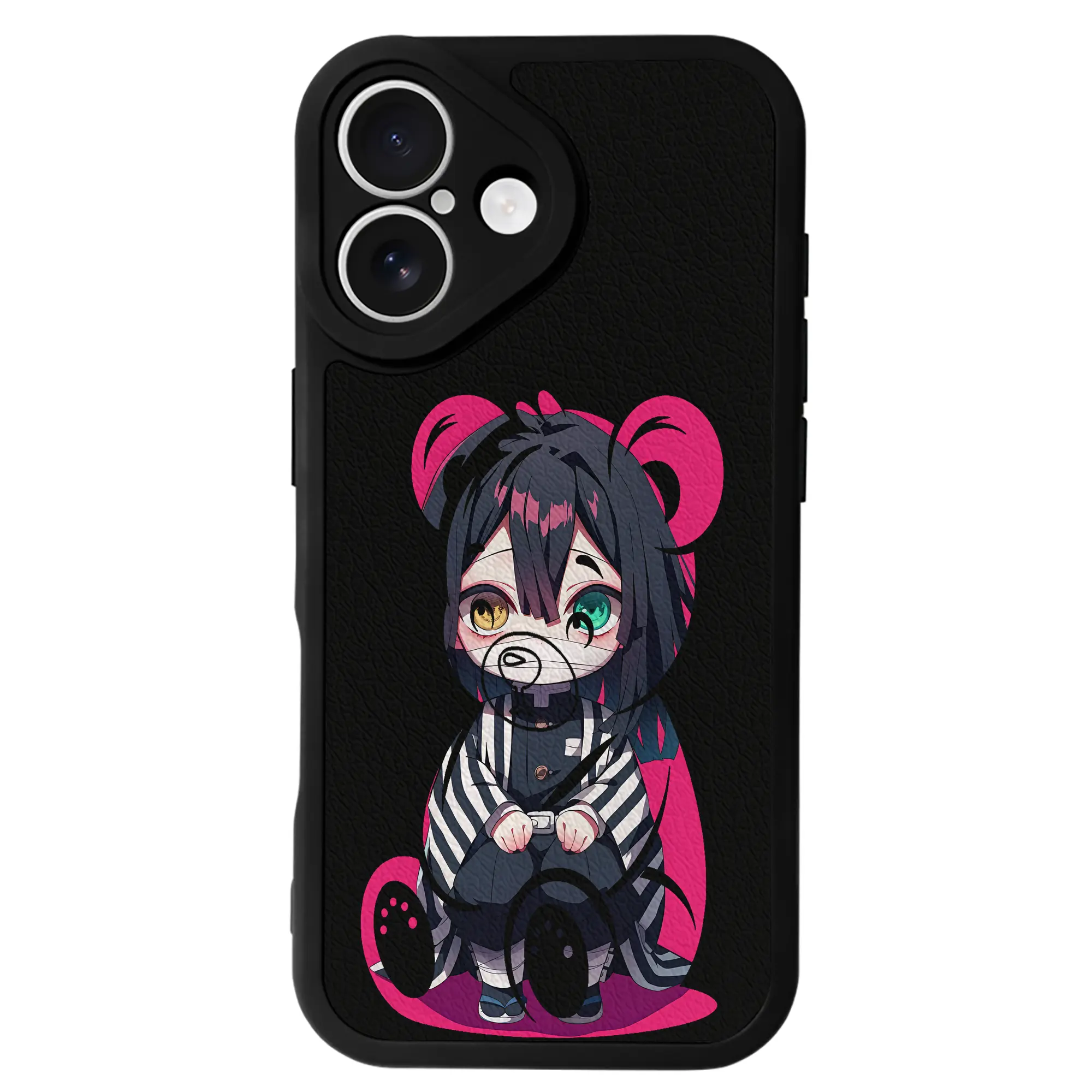 鬼滅の刃 グッズ,伊黒 小芭内 - IPhone 16シリーズ対応 ・ シリコンスマホケース ・ レザー調 ・ 高精度フィット ・ 耐衝撃 ・ ワイヤレス充電対応 ・ 精密カット